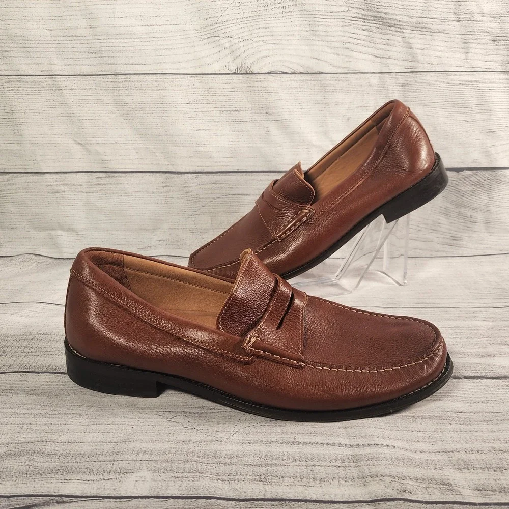 Donald Pliner Miles Men's Size 11.5 M Soft Tumble Leather Loafers Brown Cognac